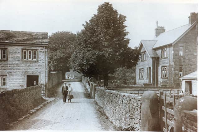 Taking an afternoon’s stroll in Cockden village, Briercliffe in about 1905