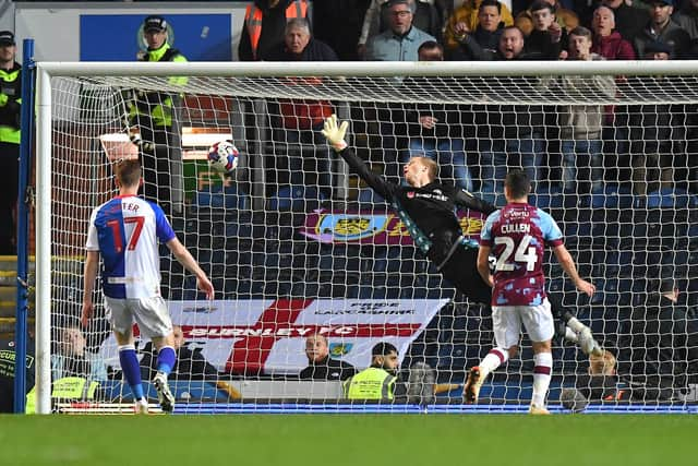 Blackburn Rovers' Aynsley Pears is beaten

The EFL Sky Bet Championship - Blackburn Rovers v Burnley - Tuesday 25th April 2023 - Ewood Park - Blackburn