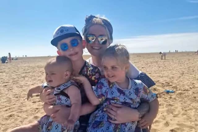 Fundraisers are on a mission to raise £50,000 plus for Kirsty Brunt (pictured with her children Phoenix, Stevie and Stanley) to source cutting edge treatment for secondary breast cancer that has spread