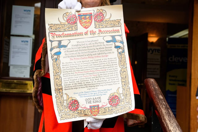 The Proclamation of the Accession which was read out outside Wyre Civic Centre. Photo: Kelvin Stuttard