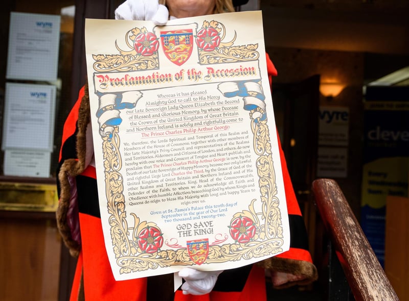 The Proclamation of the Accession which was read out outside Wyre Civic Centre. Photo: Kelvin Stuttard