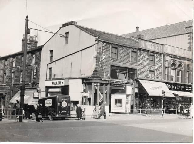 Dunkerley’s and Addison’s can also be seen in this photograph, which dates from 1956, when Waller & Richardson’s costumiers shop was demolished by a runaway lorry which hurtled into the building after running uncontrollably down Manchester Road. Bridge Street can be seen to the left.