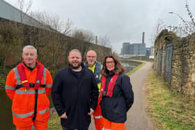 Craig Steele, project manager CPC; Burnley MP Antony Higginbotham; Dave George, Canal & River Trust engineer; and Rachel Dayley, Canal & River Trust project manager
