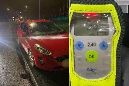 This Ford Fiesta was stopped in Longsands Lane, Preston.
The driver was slurring his words and smelt strongly of alcohol. He was arrested after failing a breath test with a reading of 96ug - almost three times the limit of 35. 
In custody he provided an evidential sample of 96ug.