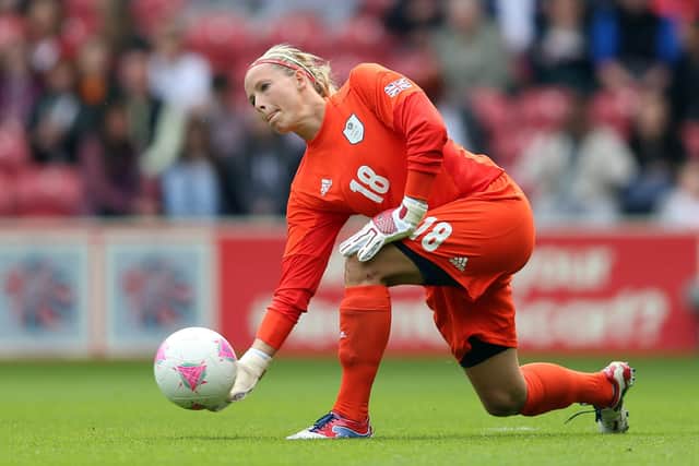 MIDDLESBROUGH, ENGLAND - JULY 20:  Rachel Brown, goalkeeper of GB in action during the international friendly match between Team GB Women and Sweden Women at the Riverside Stadium on July 20, 2012 in Middlesbrough, England.  (Photo by Julian Finney/Getty Images)