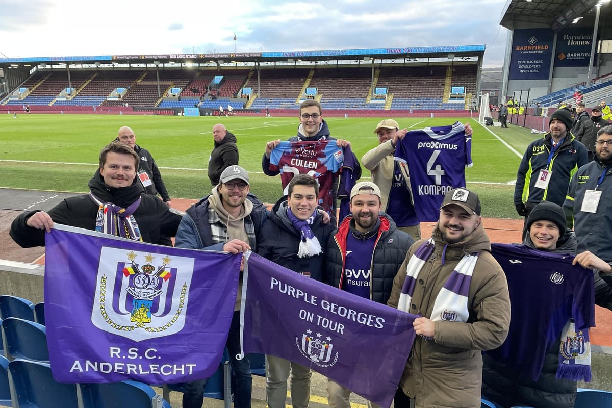 RSC Anderlecht fans take in Burnley match at Turf Moor to pay homage to  heroes Vincent Kompany and Josh Cullen