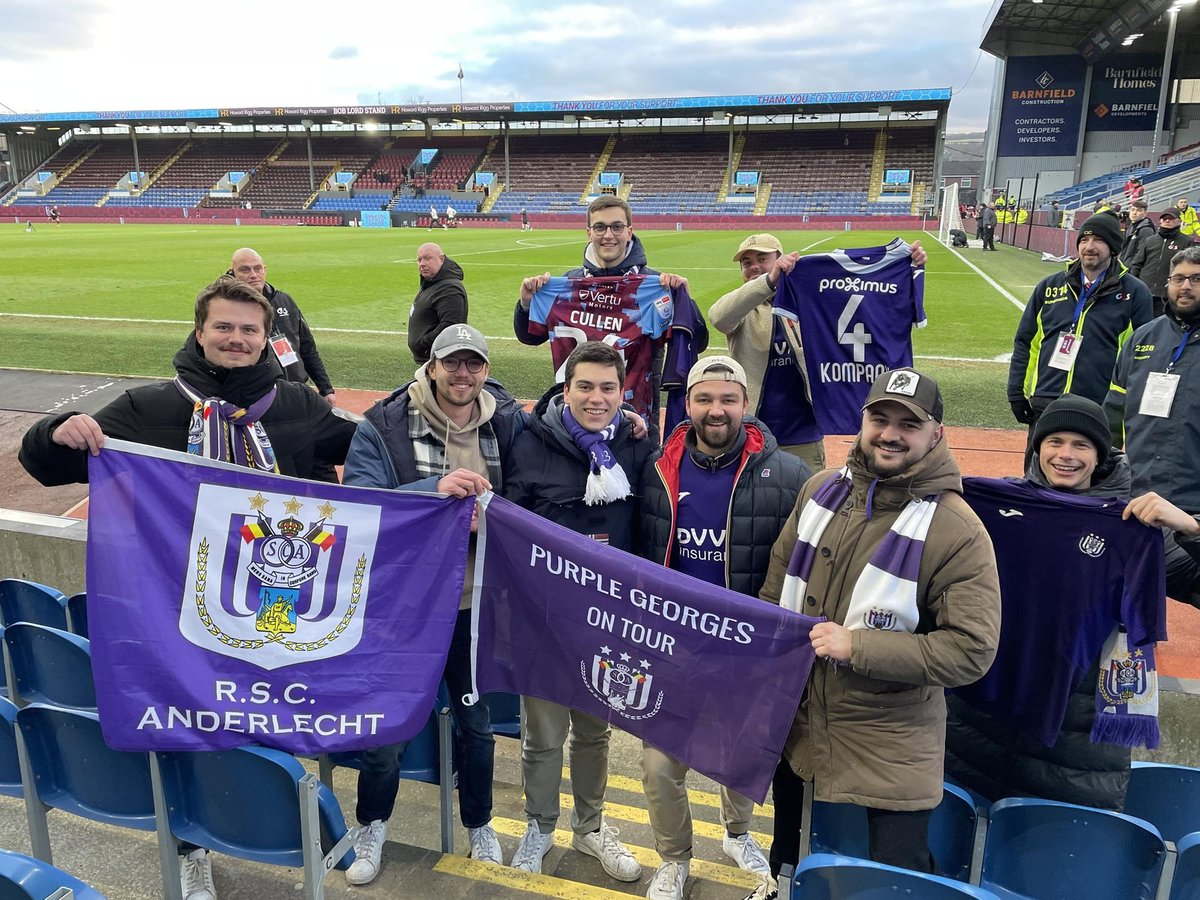 RSC Anderlecht fans take in Burnley match at Turf Moor to pay homage to  heroes Vincent Kompany and Josh Cullen