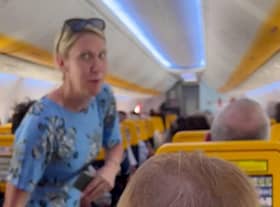 A Ryanair steward shocked passengers by ranting about the firm on the tannoy during a flight.