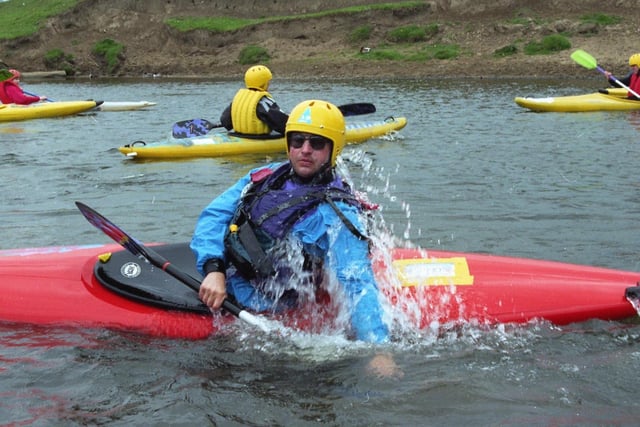 Would-be white water rafters were invited to join experts having a splashing time paddling their own canoe. Members of Garstang Canoe Club welcomed members of the public to join them on the water at the River Wyre. Pictured is Richard York of Lancaster
