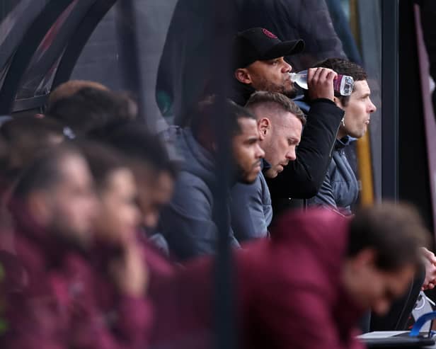 BURNLEY, ENGLAND - MARCH 03: Vincent Kompany the manager of Burnley FC looks on during the Premier League match between Burnley FC and AFC Bournemouth at Turf Moor on March 03, 2024 in Burnley, England. (Photo by Alex Livesey/Getty Images)