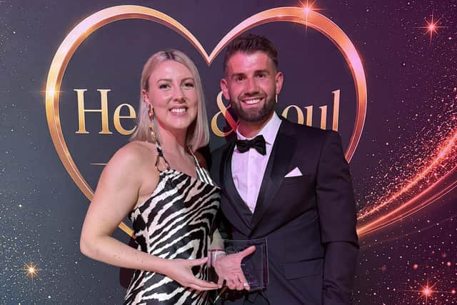 Holly Lynch, who runs Empower HQ Ltd in Barrowford, was honoured at the Heart And Soul -Best of Fitness Awards in Aberdeen. She is pictured here with her husband Endrit Shehu