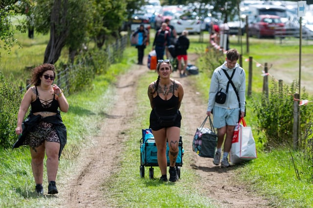 Festival goers start to arrive at the 2023 Beat-Herder Festival in Gisburn, Lancashire. Photo: Kelvin Lister-Stuttard
