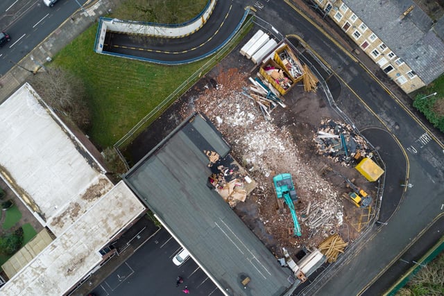 Demolition work has begun on Adlington House to make way for a new coffee shop drive-thru in Burnley. Photo: Kelvin Lister-Stuttard