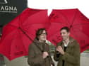 Jarvis Cocker and Steve Mackey (right) of Pulp outside  Magna in Rotherham in 2002