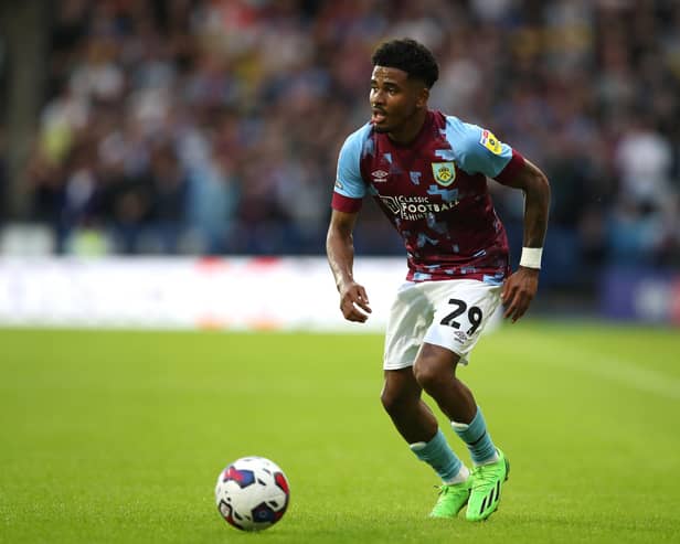 HUDDERSFIELD, ENGLAND - JULY 29: Ian Maatsen of Burnley during the Sky Bet Championship match between Huddersfield Town and Burnley at John Smith's Stadium on July 29, 2022 in Huddersfield, England. (Photo by Ashley Allen/Getty Images)