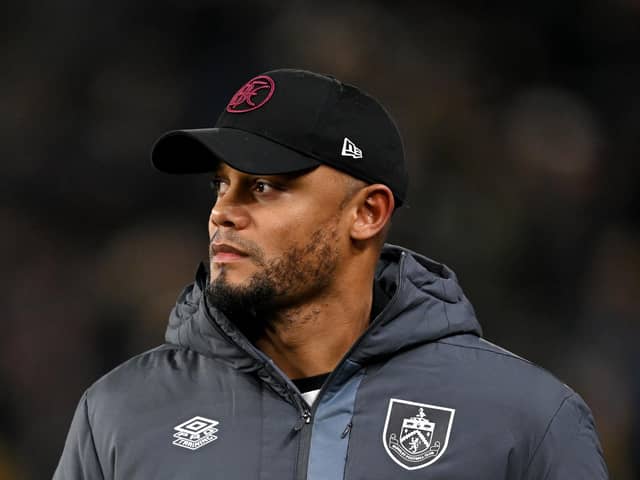 WOLVERHAMPTON, ENGLAND - DECEMBER 05: Vincent Kompany, Manager of Burnley, looks on prior to the Premier League match between Wolverhampton Wanderers and Burnley FC at Molineux on December 05, 2023 in Wolverhampton, England. (Photo by Michael Regan/Getty Images)