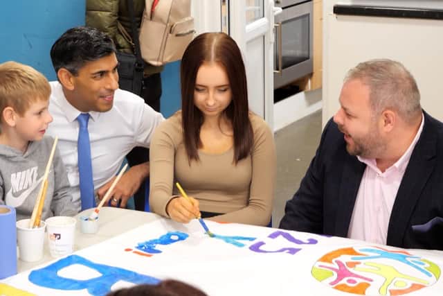 Prime Minister Rishi Sunak met children and staff members at Burnley Boys and Girls Club in Barden Lane, with Burnley MP Antony Higginbotham.