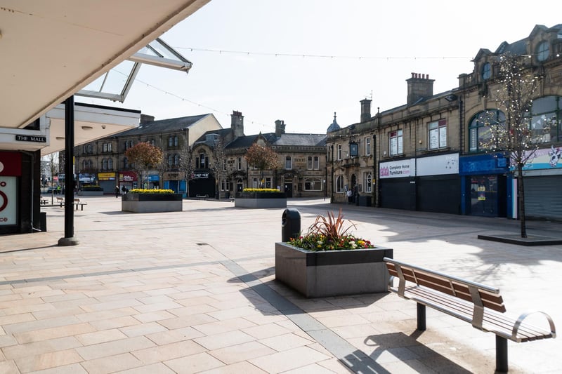 Burnley Town Centre is largely empty during the coronavirus crisis.