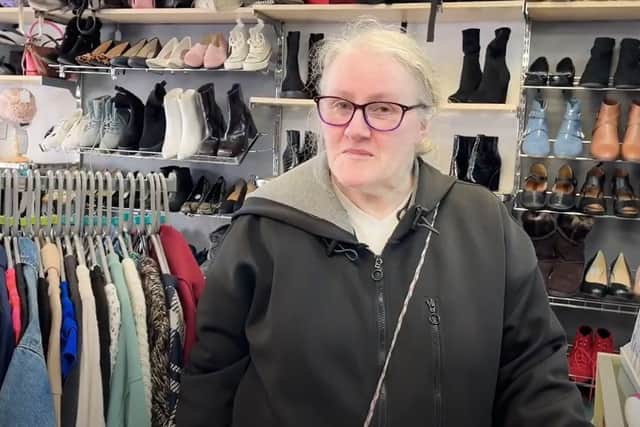 Debbie in Pendleside Hospice's Duke Bar shop.