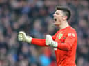 BURNLEY, ENGLAND - JANUARY 19: Nick Pope of Burnley celebrates his side second goal during the Premier League match between Burnley FC and Leicester City at Turf Moor on January 19, 2020 in Burnley, United Kingdom. (Photo by Nigel Roddis/Getty Images)