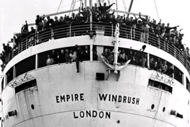 Empire Windrush arrives at Tilbury Docks in London