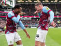 Burnley's Connor Roberts celebrates scoring his side's second goal with Nathan Tella

The EFL Sky Bet Championship - Burnley v Huddersfield Town - Saturday 25th February 2023 - Turf Moor - Burnley