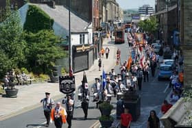 Pendle Sons of Ulster L.O.L.25 parade down St James' Street in Burnley last year