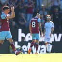 BURNLEY, ENGLAND - MAY 19: Jack Cork of Burnley applauds the fans as he is substituted on during the Premier League match between Burnley FC and Nottingham Forest at Turf Moor on May 19, 2024 in Burnley, England. (Photo by Nathan Stirk/Getty Images)