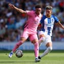 BRIGHTON, ENGLAND - JULY 30: Jeremy Sarmiento of Brighton battles for the ball with Espanyol's Luca Koleosho during the pre-season friendly match between Brighton & Hove Albion and RCD Espanyol at The Amex Stadium on July 30, 2022 in Brighton, England. (Photo by Charlie Crowhurst/Getty Images)