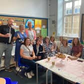 Colleagues past and present at Wheatley Lane Primary School in Fence gathered to say farewell to TA Lisa Korol (second from right) who is leaving after 21 years
