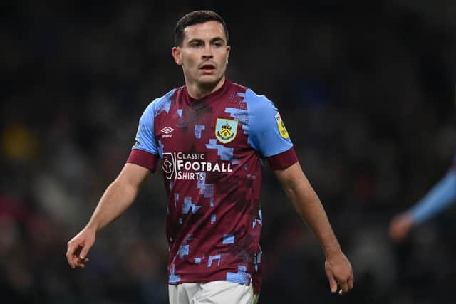 BURNLEY, ENGLAND - JANUARY 20: Josh Cullen of Burn during the Sky Bet Championship between Burnley and West Bromwich Albion at Turf Moor on January 20, 2023 in Burnley, England. (Photo by Gareth Copley/Getty Images)