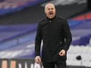 Sean Dyche gestures from the sidelines during the English Premier League football match between Crystal Palace and Burnley at Selhurst Park in south London on February 13, 2021.