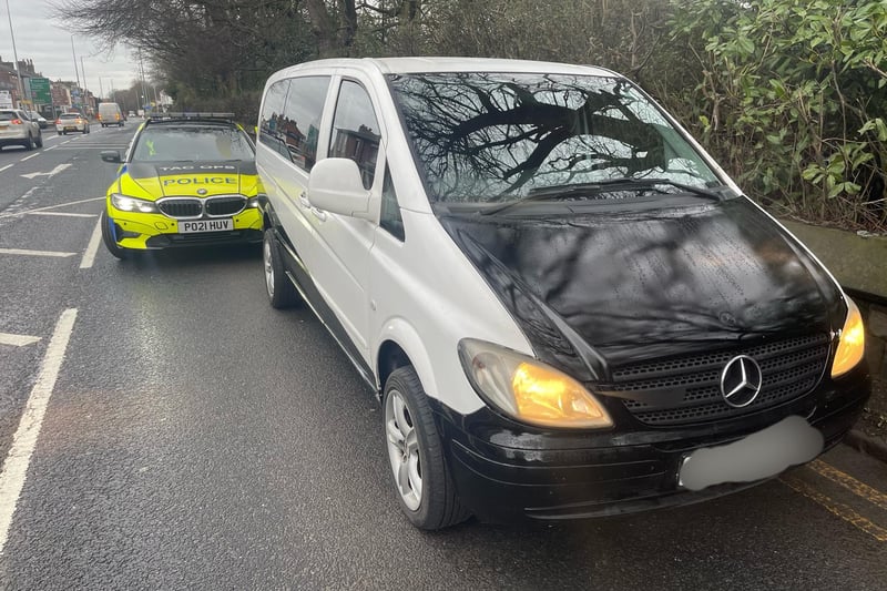 This vehicle was stopped on New Hall Lane, Preston because the rear number plate was loose.
The fault was quickly rectified however the driver was found to be disqualified from driving and had no insurance.
The drriver was reported and the vehicle was seized.