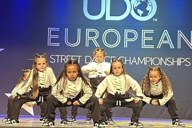 Burnley twins Marnie and Mylah Green dancing with their team Tiny Trons in the UDO European Street Dance Championships.