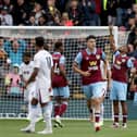 BURNLEY, ENGLAND - AUGUST 27: Lyle Foster of Burnley celebrates after scoring the team's first goal during the Premier League match between Burnley FC and Aston Villa at Turf Moor on August 27, 2023 in Burnley, England. (Photo by Lewis Storey/Getty Images)
