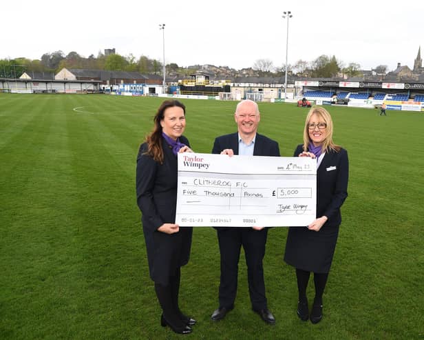 Clitheroe FC have received a £5,000 donation from Taylor Wimpey