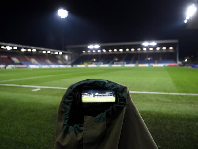 BURNLEY, ENGLAND - DECEMBER 03: General view inside the stadium of the stadium shown on a camera ahead of the Premier League match between Burnley FC and Manchester City at Turf Moor on December 03, 2019 in Burnley, United Kingdom. (Photo by Stu Forster/Getty Images)