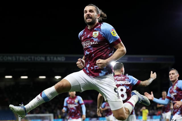 BURNLEY, ENGLAND - AUGUST 30: Jay Rodriguez of Burnley celebrates after scoring their team's second goal during the Sky Bet Championship between Burnley and Millwall at Turf Moor on August 30, 2022 in Burnley, England. (Photo by Alex Livesey/Getty Images)