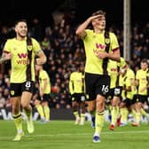 LONDON, ENGLAND - DECEMBER 23: Sander Berge of Burnley celebrates after scoring their team's second goal during the Premier League match between Fulham FC and Burnley FC at Craven Cottage on December 23, 2023 in London, England. (Photo by Ryan Pierse/Getty Images)