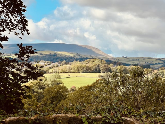 Pendle Hill from the Secret Garden in Alikincoats Park