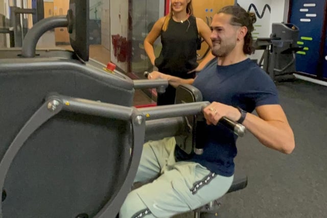 Kym Marsh and Graziano Di Prima visited Blackpool Sports Centre (Nov 17). Graziano had a go on the new EGYM equipment in the fitness studio, and they both practised for this weekend’s show at Blackpool Tower Ballroom!