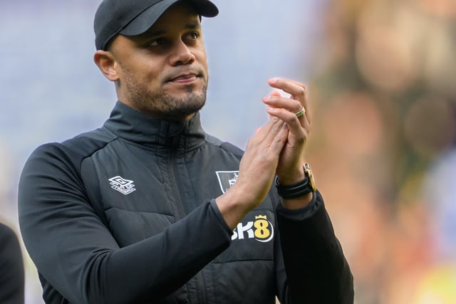 Burnley manager Vincent Kompany  applauds the fans after the final whistle 

The EFL Sky Bet Championship - Reading v Burnley - Saturday 15th April 2023 - Select Car Leasing Stadium - Reading
