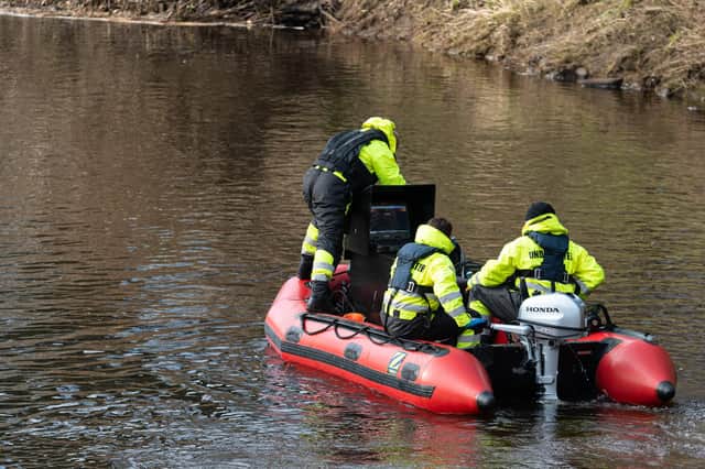 SGI start their specialist underwater search for Nicola Bulley on the River Wyre. Photo: Kelvin Stuttard