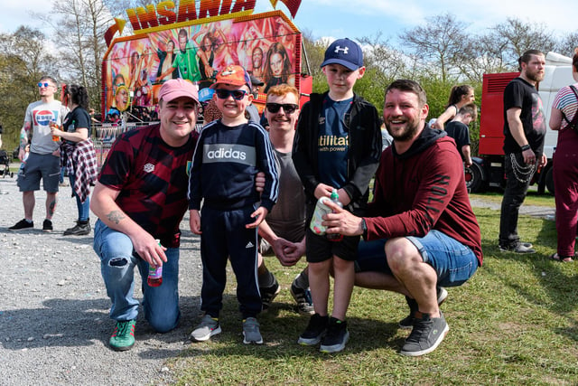 (l-r) Liam and Rory Middleton, Connor Barnsley, Lewis and Aiden Colvin at Burnley Wakes Fun Fair at Towneley Park, Burnley. Photo: Kelvin Stuttard