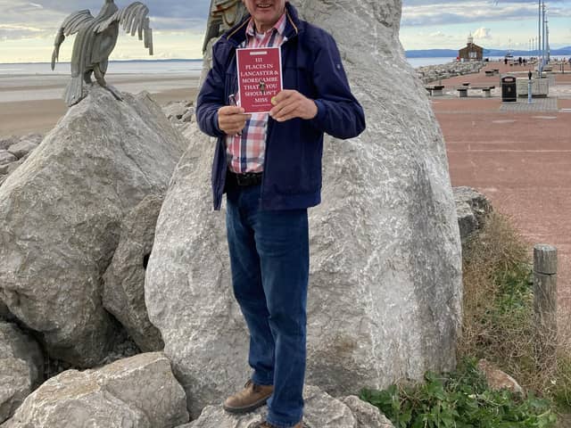 Lindsay Sutton in Morecambe with his new book