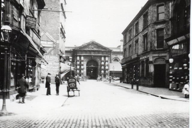 This is Chancery Street opposite which was the main entrance into the Market Hall. On the left is the Empress, one the town’s leading commercial hotels. On the right is a branch of the London City & Midland Bank, one of the largest banks in the world before the First World War.