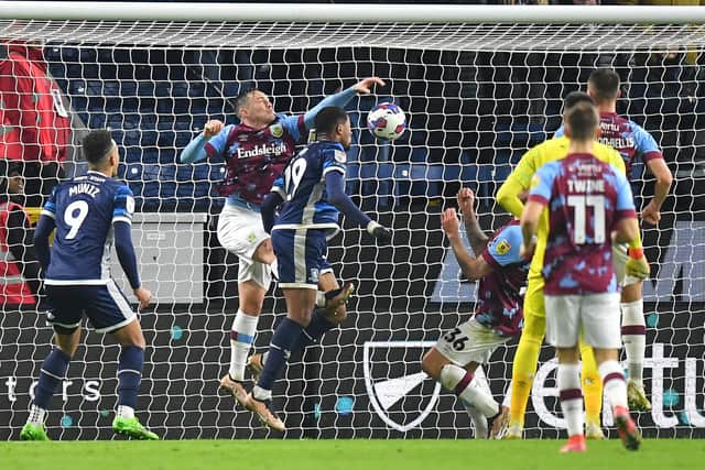 Burnley's Connor Roberts was adjudged to have hand balled in the area

The EFL Sky Bet Championship - Burnley v Middlesbrough - Saturday 17th December 2022 - Turf Moor - Burnley