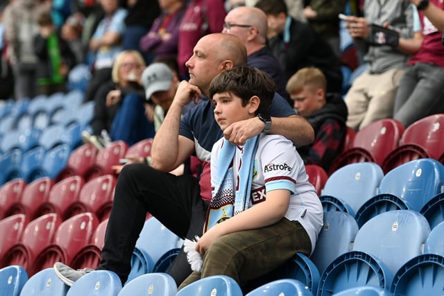 BURNLEY, ENGLAND - MAY 22: Burnley fans look dejected following defeat and relegation to the Sky Bet Championship following the Premier League match between Burnley and Newcastle United at Turf Moor on May 22, 2022 in Burnley, England. (Photo by Gareth Copley/Getty Images)