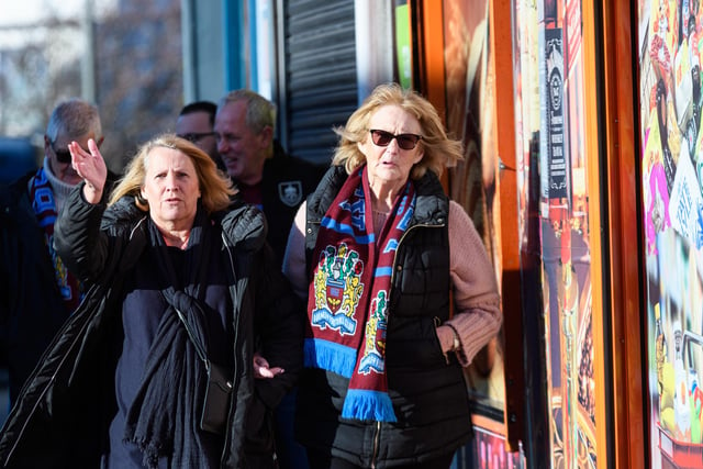 Burnley fans arrive at Turf Moor ahead of the Championship fixture with Blackburn Rovers which ended in a 3-0 victory for the Clarets. Photo: Kelvin Stuttard