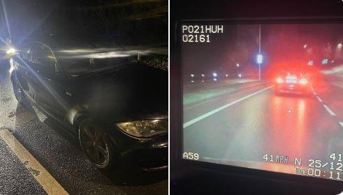 Just 11 minutes into Christmas Day this BMW was stopped by patrol HO30 in Golden Way, Penwortham, due to the manner of driving.
The driver failed a roadside breath test with a reading of 88. The driver provided a further reading of 88 in custody and will be charged.